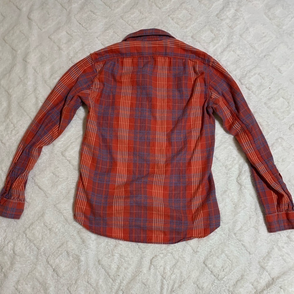 J Crew Flannel Red Blue Stripes Size Small - Picture 4 of 7
